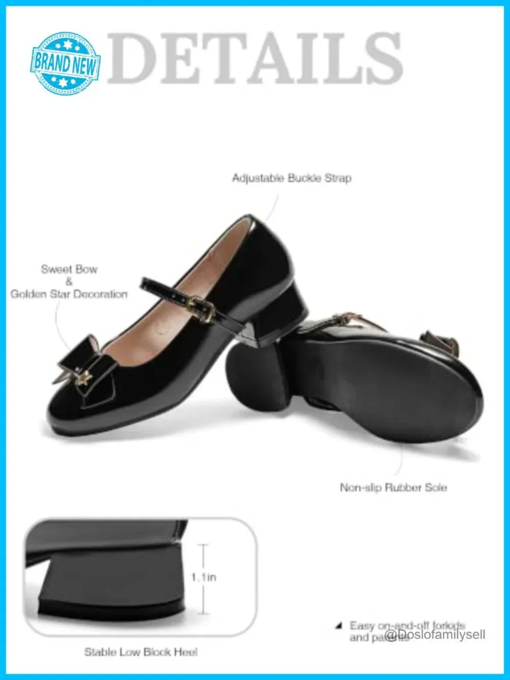 Girls Mary Jane Flats Ankle Strap Dress Shoes Lambskin Insole